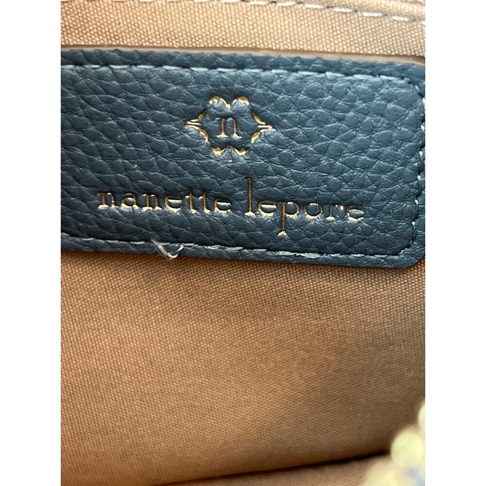 Nanette Lepore Crossbody Purse Wallet Blue Cream Gold - Picture 9 of 13